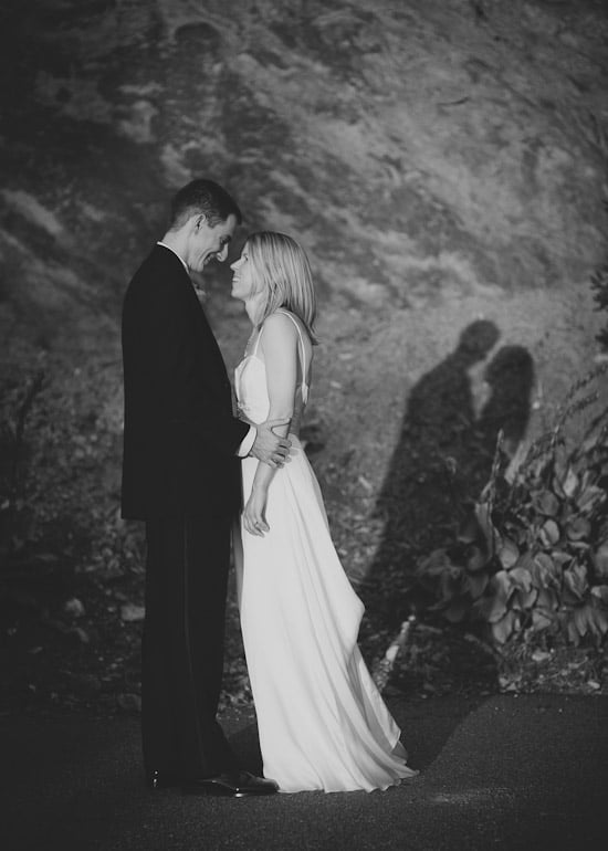 Portrait of bride and groom at Crest Center