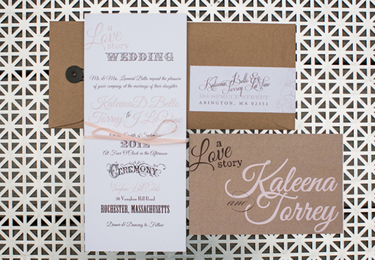 pink and gray wedding stationery