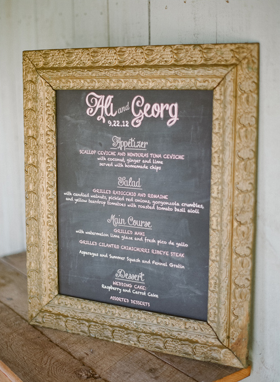 chalkboard menu sign