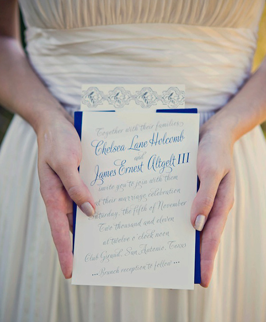 blue wedding invite