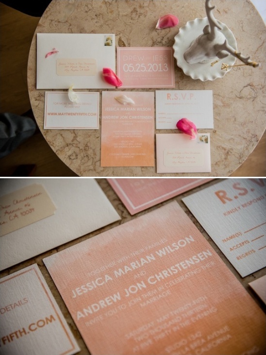 peach wedding invites