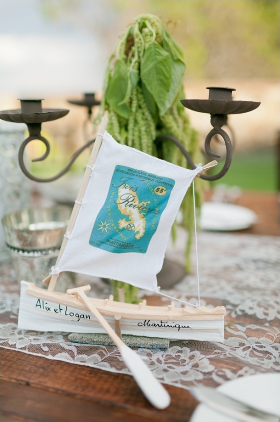 travel themed sailboat centerpiece