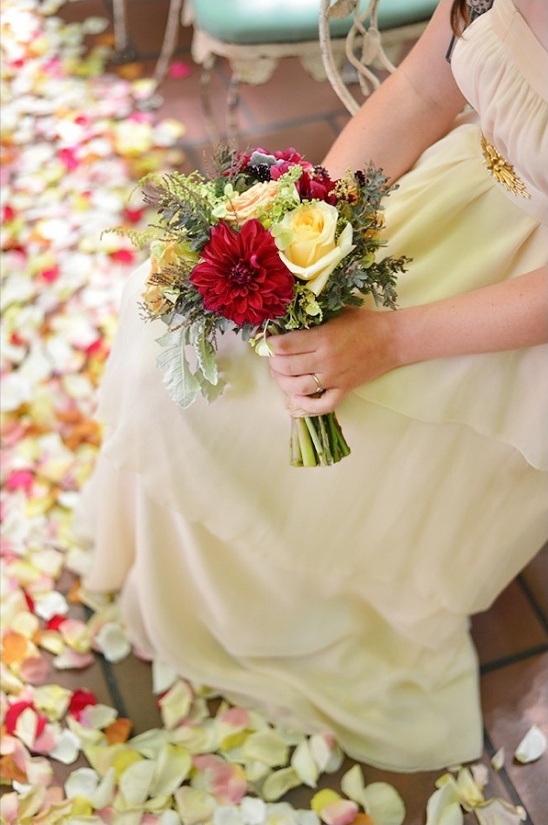 yellow and red wedding bouquet