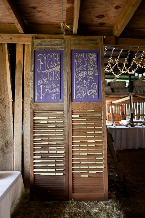 barn door escort card holder