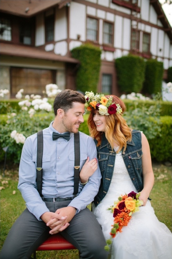 hipster bride and groom