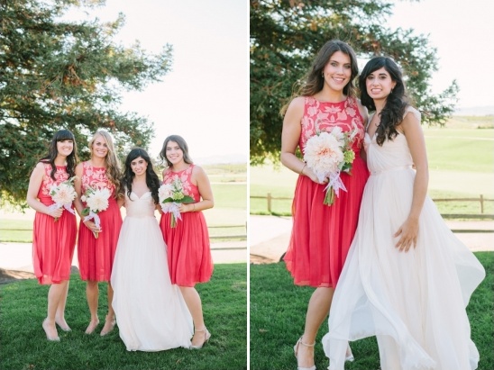 red bridesmaids dresses