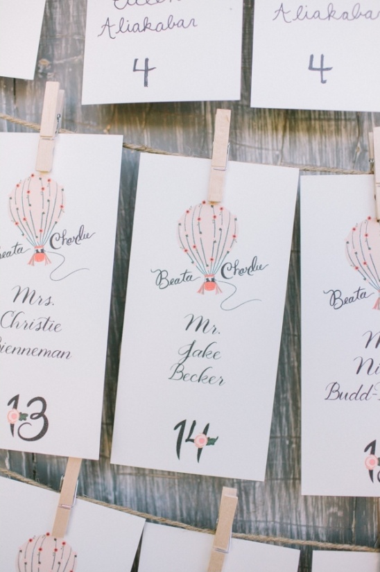 hot air ballon escort cards