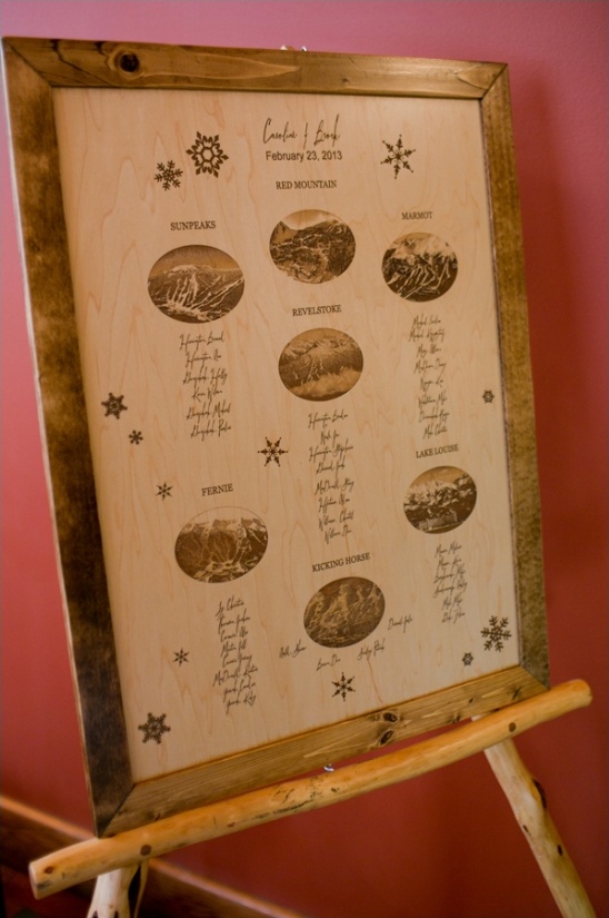 woodcut mountain themed seating chart