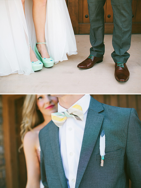 mint bride and groom looks