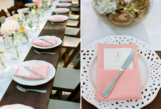 pink napkin place settings