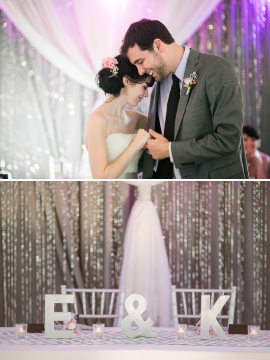 sweetheart table with silver initials