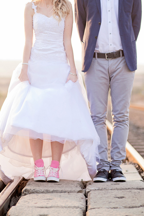 bride in pink coverse