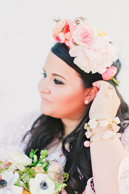 beautiful bohemian bride with floral crown @weddinchicks