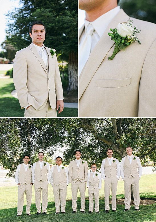 white and tan groomsmen