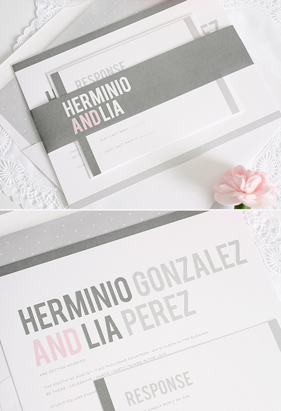 Modern gray wedding invites @weddingchicks