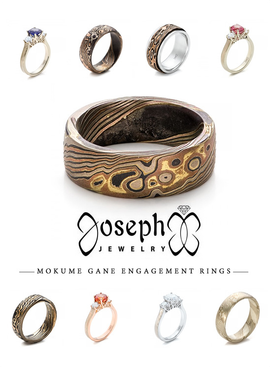 Mokume Gane Engagement Rings from Joseph Jewelry @weddingchicks