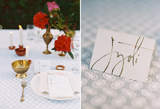 metallic script place cards