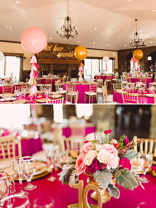 pink and gold wedding reception @weddingchicks