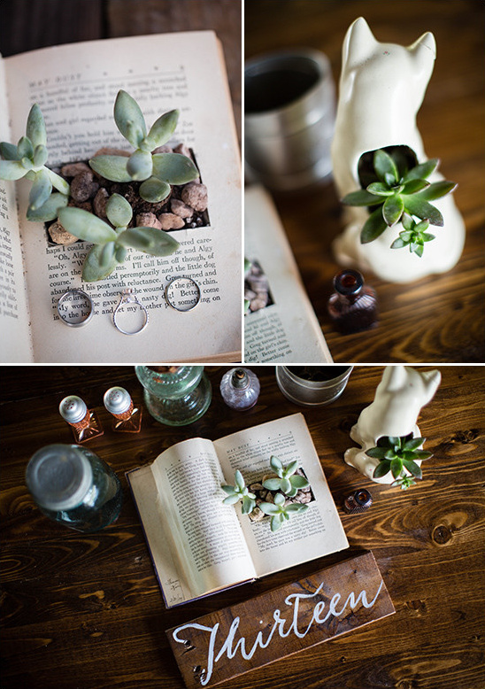 ecclectic succulent centerpiece @weddingchicks