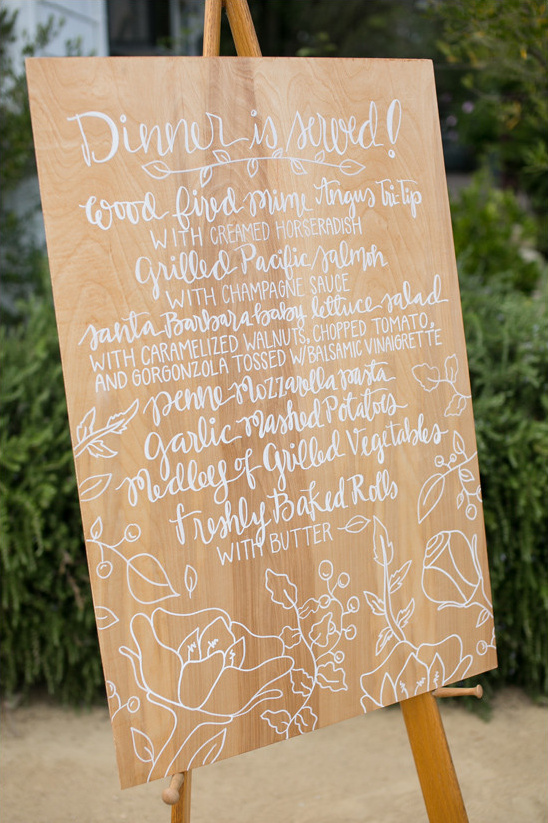 dinner menu @weddingchicks