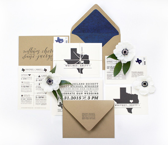 texas inspired wedding stationery