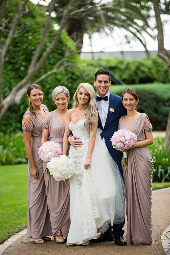 white runway bridesmaid dresses