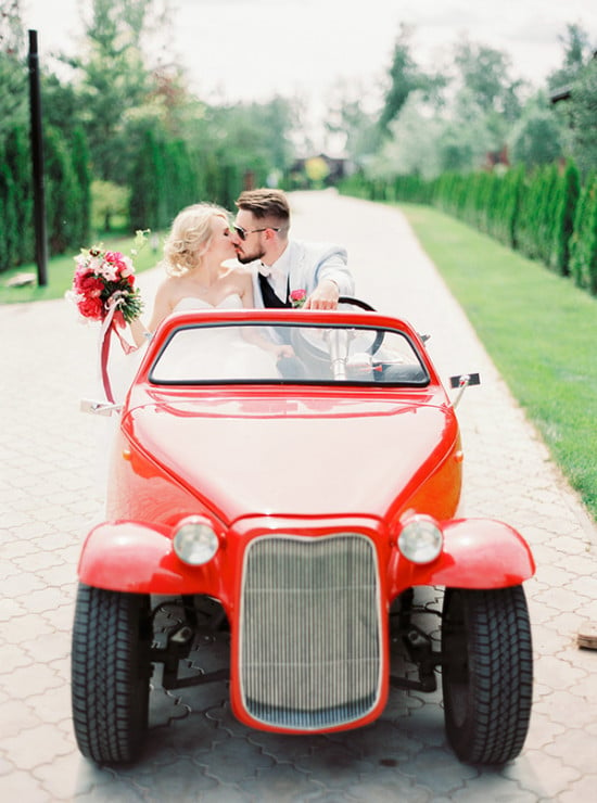 red wedding getaway car