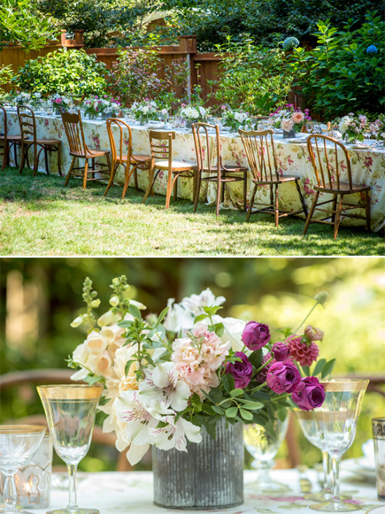 cute vintage tin can centerpiece