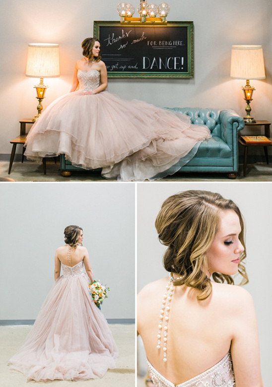 Justin Alexander soft pink wedding dress