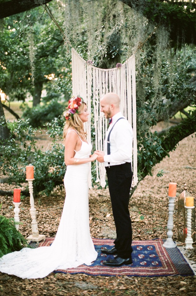 indie boho chic wedding ceremony idea