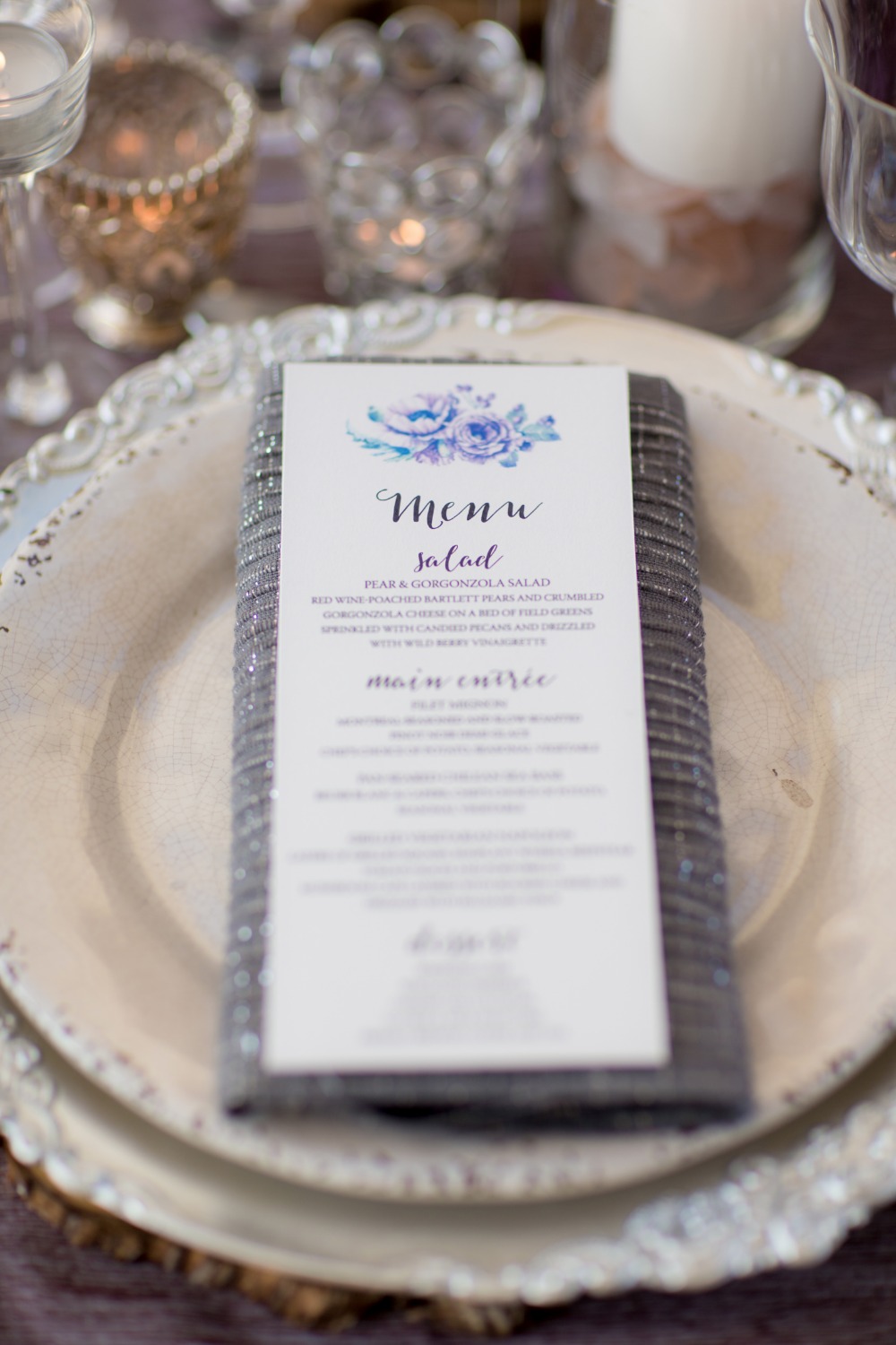 Pretty wedding menu