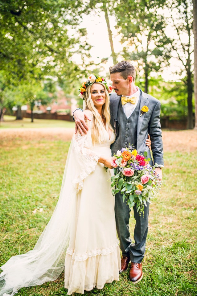 sweet bride and groom wedding photo