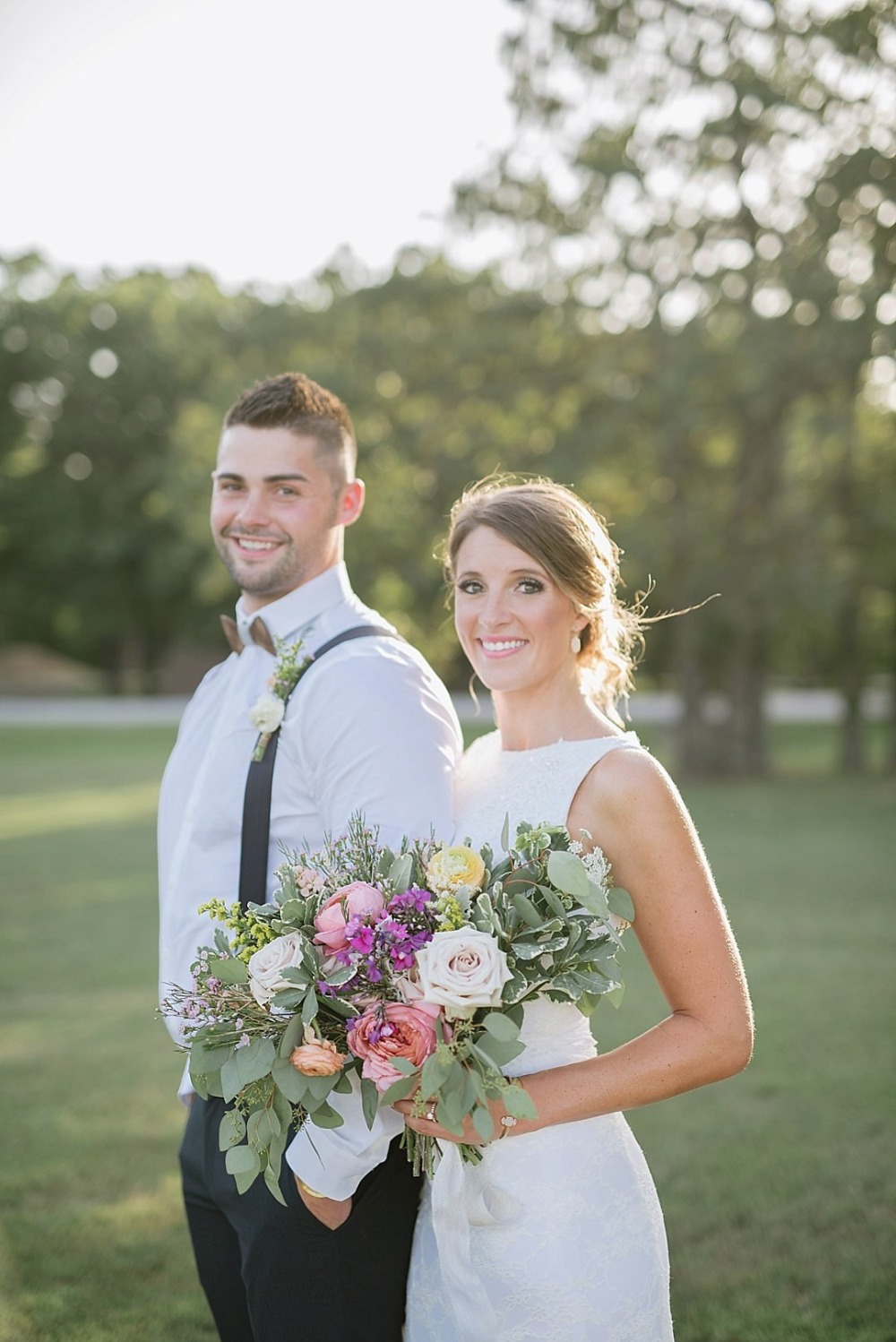 Stylish bride and groom look