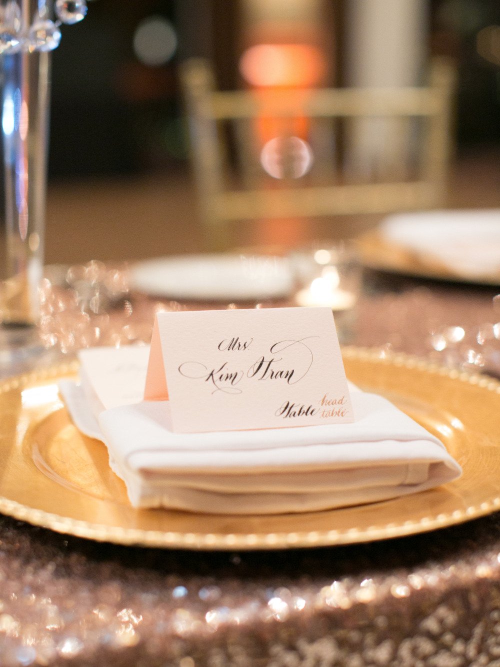 blush wedding place card