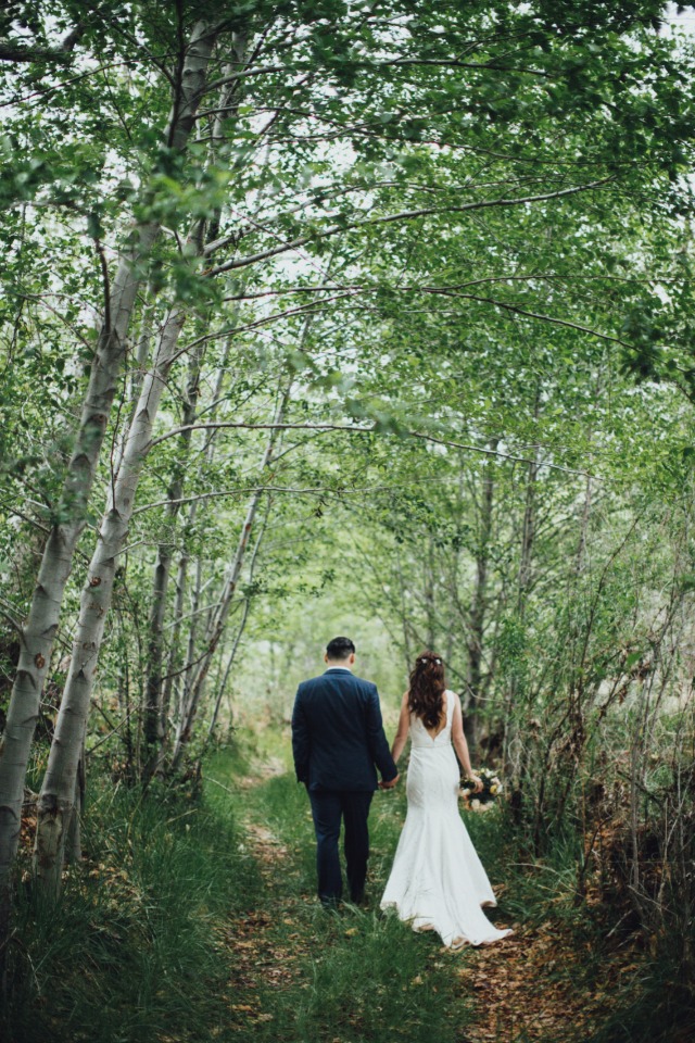 just married and in the woods