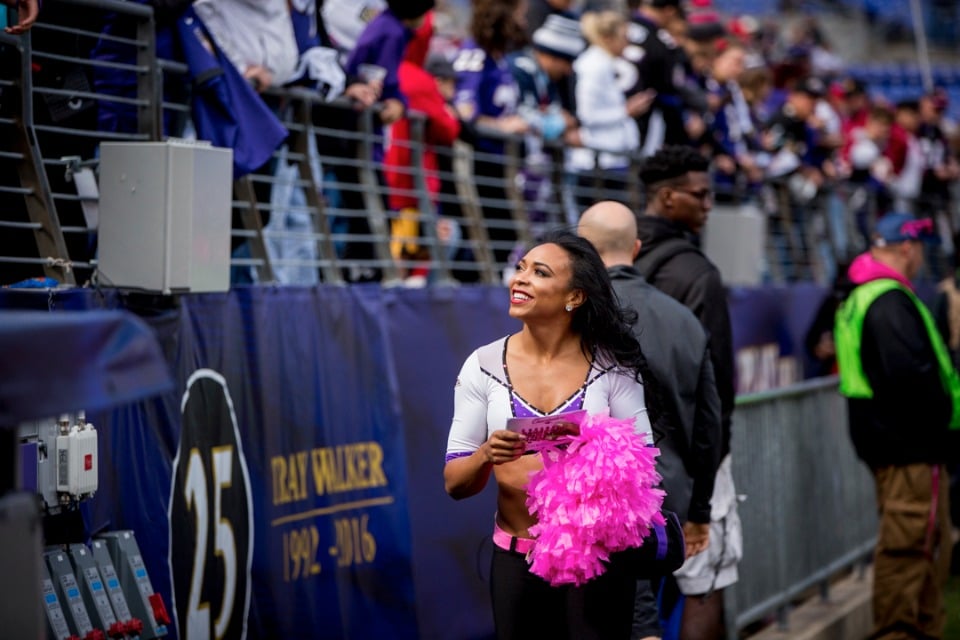 Baltimore Ravens Cheerleader Surprise Proposal on the Field