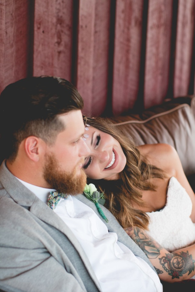 Cute candid wedding portrait