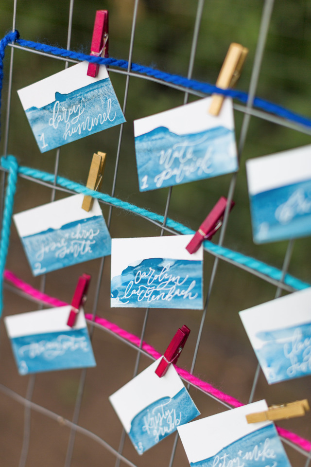 watercolor wedding escort cards