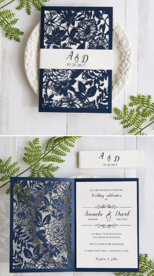 navy blue wedding invites from Stylish Wedd