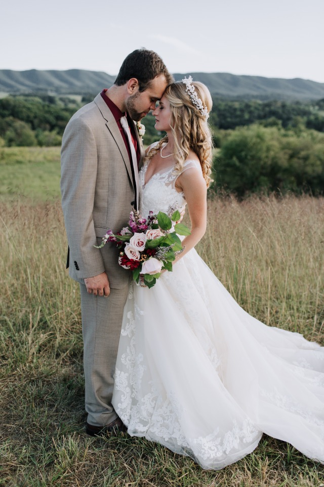 fall themed wedding couple