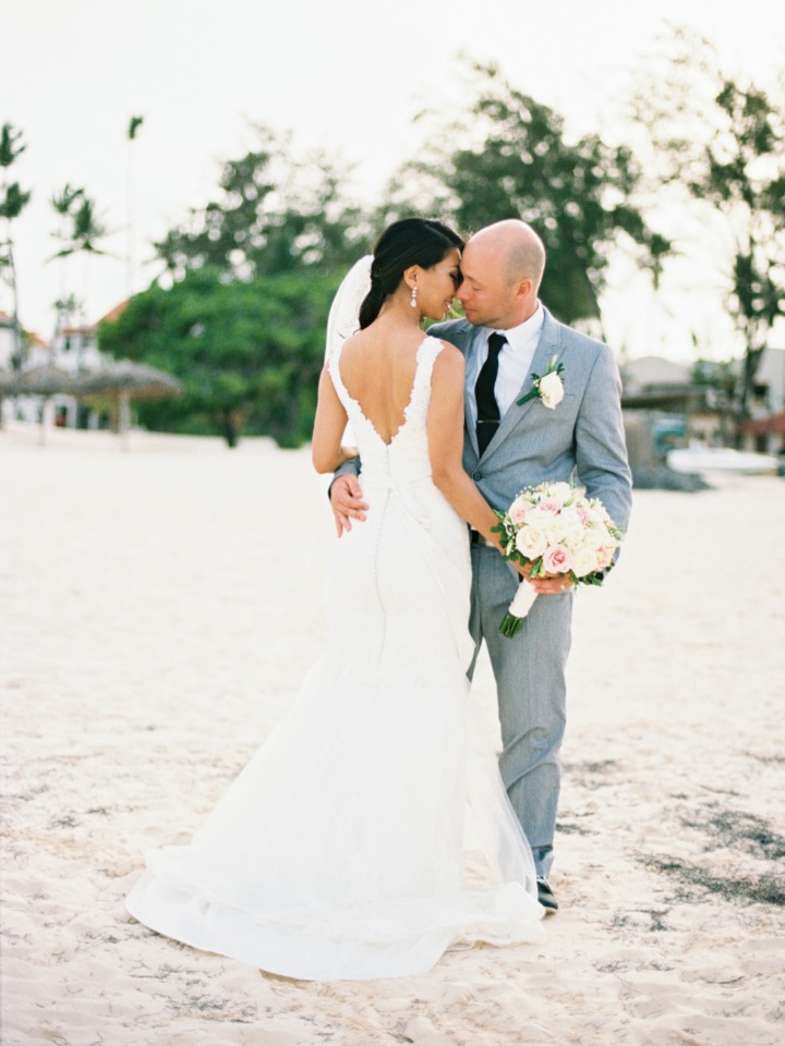 sweet wedding couple on the beach