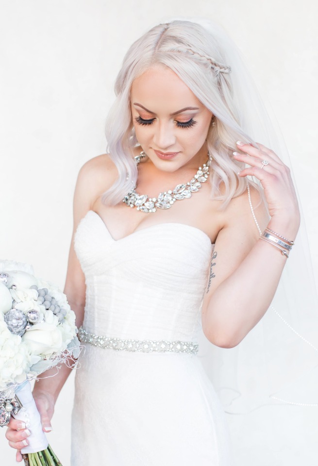 Platinum blonde bride