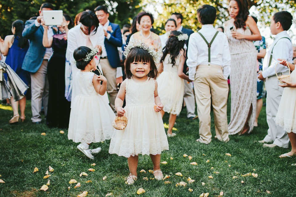 happy little flower girl