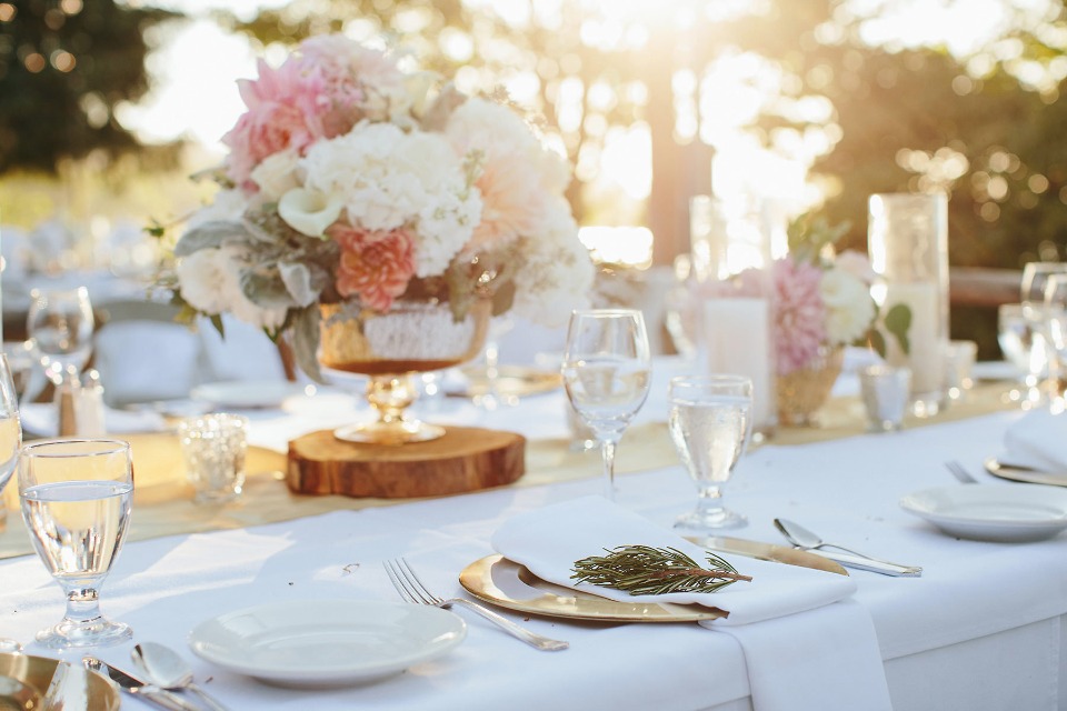 golden hour wedding reception