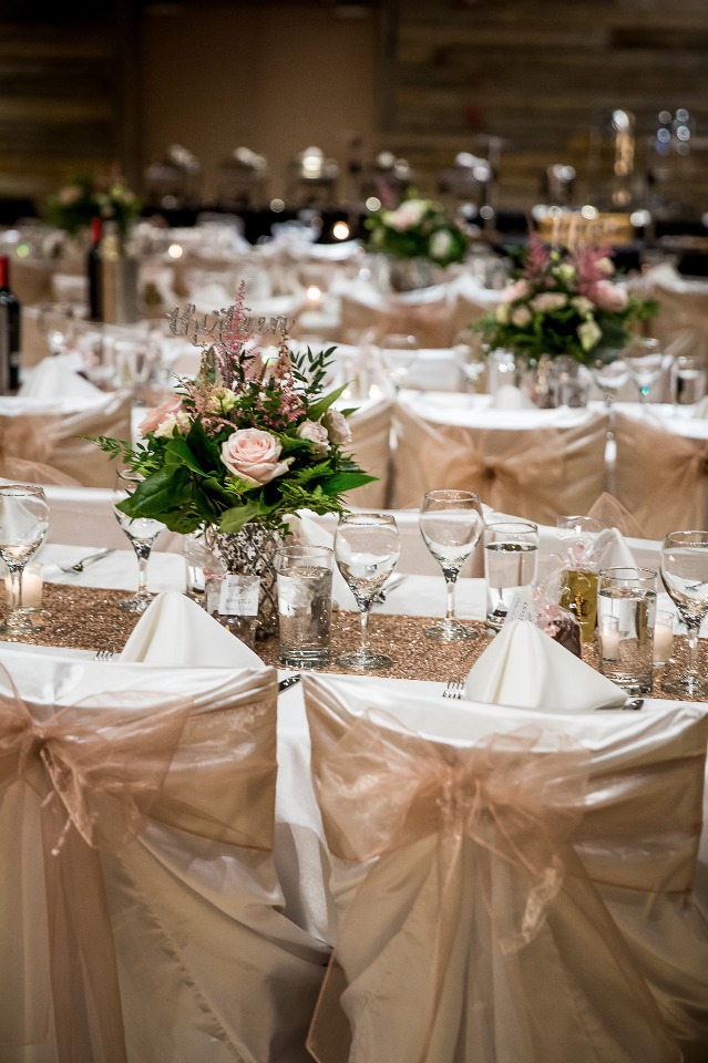 Gold and blush reception decor