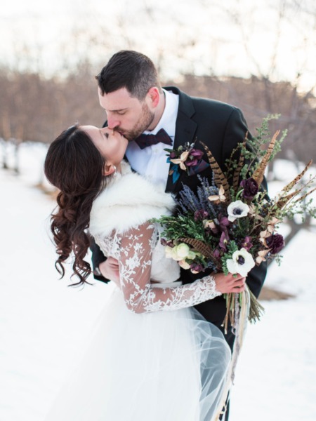 Burgundy and Blue Winter Wedding Ideas From Maine