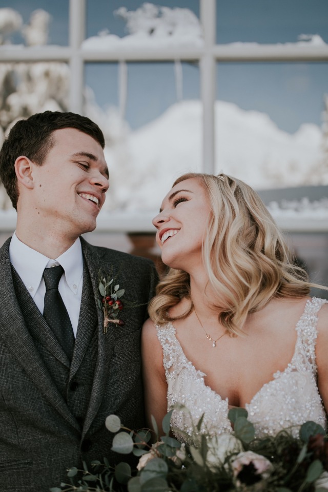 happy bride and groom