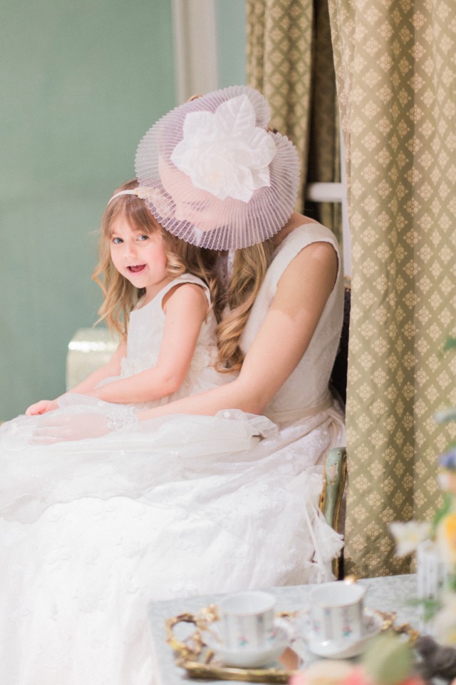 sweet bride and flower girl photo