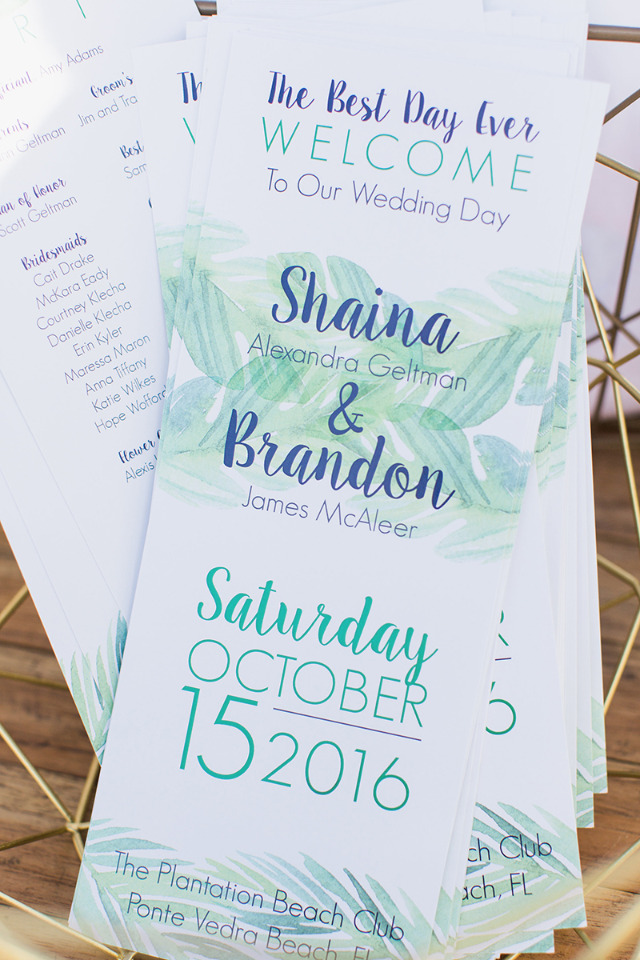 watercolor beach wedding program