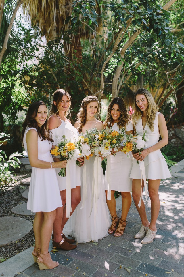 white bridal party dresses